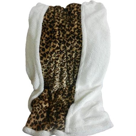 LAVISH HOME Lavish Home Fleece Sherpa Blanket Throw - Leopard 61-00005-Animal-Le